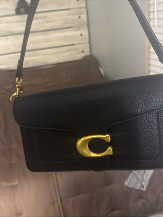 Coach Handbags - Coach Black Leather Shoulder Bag with Gold 'C' Accent